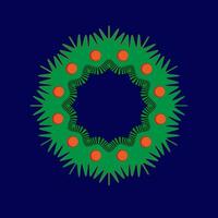 Advent Kranz mit Stechpalme Beeren, Mistel, Kiefer und Fichte Geäst, Eberesche Beeren auf ein Blau Hintergrund. fröhlich Weihnachten und glücklich Neu Jahr. Vektor eps10