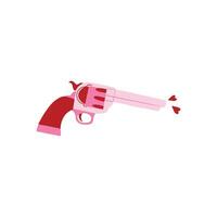 rosa cowgirl pistol. vild väster, Västra tema. revolver skjuter med en hjärta. hand dragen isolerat vektor design