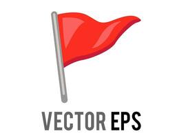 vektor isolerat vektor triangel- lutning röd flagga ikon med silver- Pol