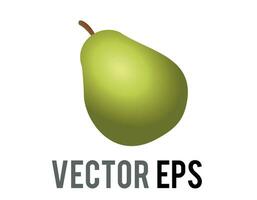 vektor ljus grön frukt päron med stam ikon
