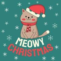 miau Weihnachten T-Shirt Design diese Design ist perfekt zum T-Shirts, Poster, Karten, Tassen und mehr. vektor