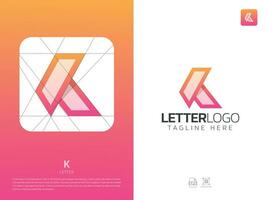 brev k monogram första logotyp, geometrisk, modern, lutning, rutnät logotyp vektor