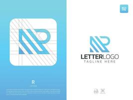 brev r monogram första logotyp, geometrisk, modern, lutning, rutnät logotyp vektor