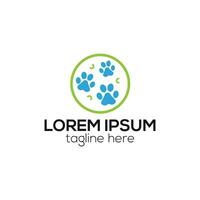 djur- fotavtryck logotyp. hund, katt Tass logotyp. djur- Spår, promenad logotyp design vektor mall