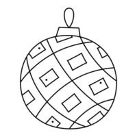 kariert Weihnachten Ball im Gekritzel Stil. Vektor schwarz und Weiß Clip Art Illustration.