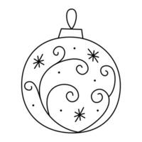 klotter jul boll med abstrakt mönster, cirklar och snöflingor. vektor svart och vit ClipArt illustration.