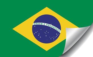 brasiliansk flagga med böjt hörn vektor
