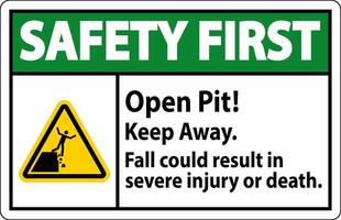 säkerhet först tecken öppen grop ha kvar bort falla skulle kunna resultat i svår skada eller död vektor