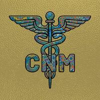 cm Krankenschwester, medizinisch Symbol Caduceus cm Krankenschwester Praktiker Vektor, Färbung medizinisch Symbol mit cm Text, Caduceus Symbol, cm Krankenschwester Mandela Design vektor