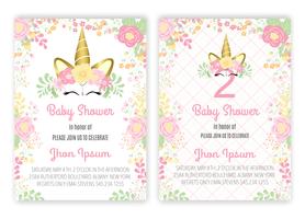 Unicorn blommig unicorn dekor kort baby shower vektor