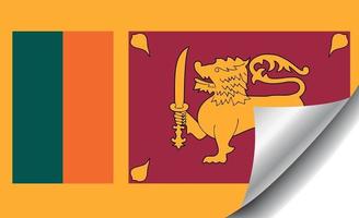 Sri Lanka Flagge mit gewellter Ecke vektor