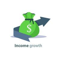 Einkommen Wachstum Pfeil, zurück auf Investition, Budget Planung, gegenseitig Fonds, die Pension Ersparnisse Konto, Dividenden Konzept vektor