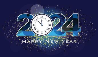 Lycklig ny år 2024, ny år hälsning kort, ny år lysande bakgrund, baner mall. realistisk proffs vektor