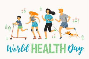 Världshälsodagen. Hälsosam livsstil. Sportfamilj. vektor