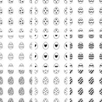 Ostern-Set von nahtlosen Mustern aus handgezeichneten Doodle-Eiern. vektor