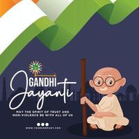 Banner-Design von Gandhi Jayanti Cartoon-Stil-Vorlage vektor