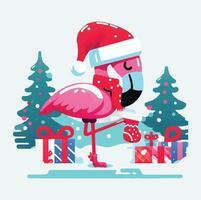 Aquarell Flamingo Weihnachten Vektor Datei