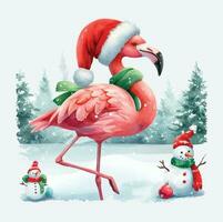 Aquarell Flamingo Weihnachten Vektor Datei