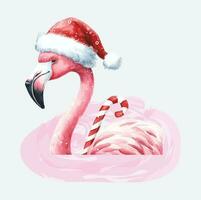 Aquarell Flamingo Weihnachten Vektor Datei