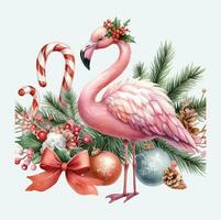 Aquarell Flamingo Weihnachten Vektor Datei