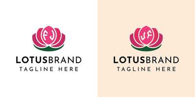 Brief fj und jf Lotus Logo Satz, geeignet zum Geschäft verbunden zu Lotus Blumen mit fj oder jf Initialen. vektor
