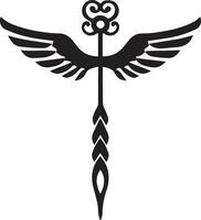 Caduceus Gesundheit Symbol Asklepios Zauberstab Symbol schwarz Farbe, Silhouette, Vektor, Illustration 5 vektor