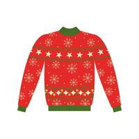 Vektor Sweatshirt zum Weihnachten Party. warm gestrickt Jumper mit Schneeflocken, Schneemänner, Weihnachtsmann, Süßigkeiten Stock, und Hirsch Ornament. isoliert. glücklich Neu Jahr.