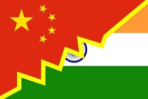 Vektorgrafik der Volksrepublik China vs. Indien Nationalflagge. vektor
