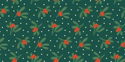 Weihnachten und Neujahr nahtlose Muster - Mistel, Stechpalme Beere, Schnee vektor