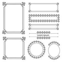 uppsättning av dekorativ årgång ramar och gränser. blommig dekorativ ram. calligraphic ram och sida dekoration. vektor illustration
