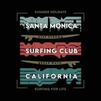 Santa Monica Kalifornien Grafik t Hemd Design, Typografie Vektor, Illustration, beiläufig Stil vektor