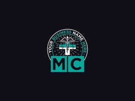 medicinsk mc logotyp ikon, kreativ mc doktorer logotyp brev vektor