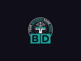 modern bd medicinsk logotyp, första doktorer bd logotyp brev för klinik vektor