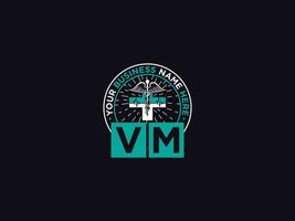 klinisk vm logotyp ikon, medicinsk vm mv logotyp brev design för doktorer vektor