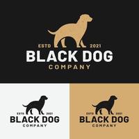 schwarzer Hund Silhouette Vintage-Logo-Design-Vorlage vektor