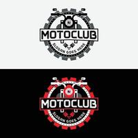 Motorrad-Chopper mit Zahnrad-Logo-Design-Vorlage vektor