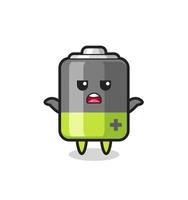 Batterie-Maskottchen-Charakter, der sagt, ich weiß es nicht vektor
