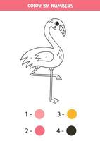 Farbe Karikatur Flamingo durch Zahlen. Arbeitsblatt zum Kinder. vektor