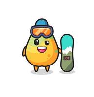 Illustration des Papaya-Charakters mit Snowboard-Stil vektor