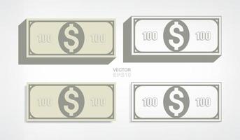 Dollar-Banknote auf weißem Hintergrund. Vektor. vektor