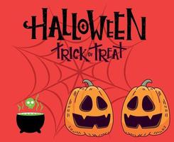 Halloween Hintergrund Vektor Kürbis Süßes oder Saures mit Spinnenrot