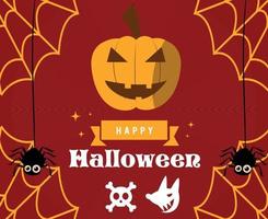 Süßes oder Saures glücklicher Halloween-Kürbis-Horror-Spinne-Urlaubsvektor vektor