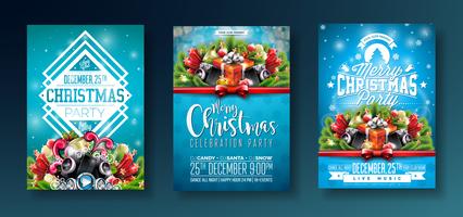 Weihnachtsfestdesign mit Typografieelementen vektor