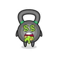 Kettleball-Charakter mit einem geldverrückten Ausdruck vektor