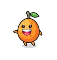 kumquat tecknad med mycket upphetsad pose vektor