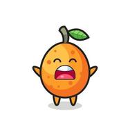 süßes Kumquat-Maskottchen mit einem gähnenden Ausdruck vektor