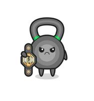 kettleball maskot karaktär som en mma -fighter med mästarbältet vektor