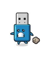 Illustration des USB-Sticks, der in Angst läuft vektor