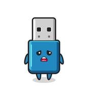 enttäuschter Ausdruck des USB-Cartoon-Flash-Laufwerks vektor