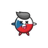 Charakter des süßen Flaggenabzeichens der Tschechischen Republik mit toter Pose vektor